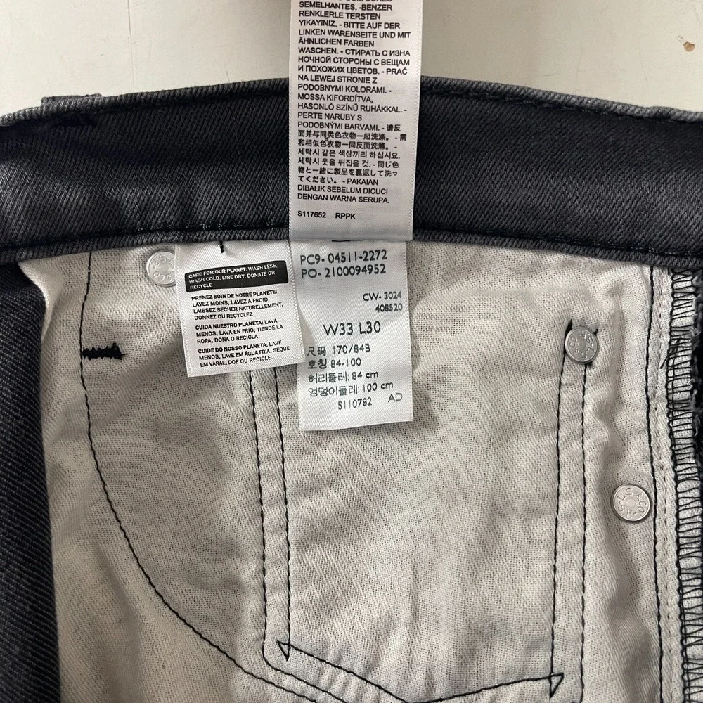 Levis Jeans Mens 33x30 Gray 511 Slim Fit Denim Stretch Y2K Preppy Emo Skater